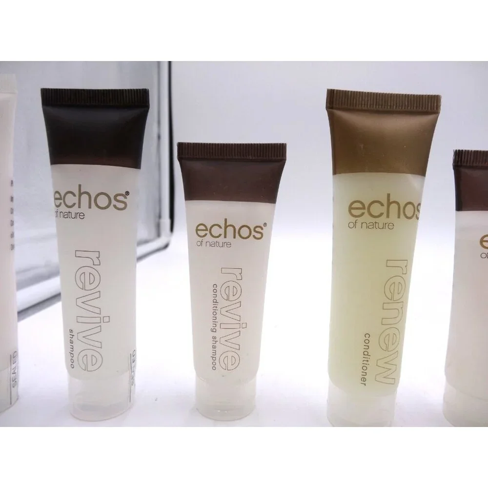 Echos of Nature 25 Pieces Lotion  1.25 oz Soap sealed travel size 1.5 oz Shampoo